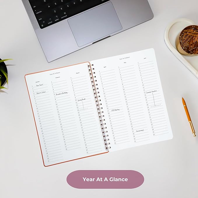 | Ultimate Yearly, Daily, Weekly, Monthly Planner | 8.25" x 11.75" | To Do List Notebook for Work | Simple Design | Multiple Layouts | Academic Planner and Organizer Notebook (Navy, Yearly Planner - Portrait)