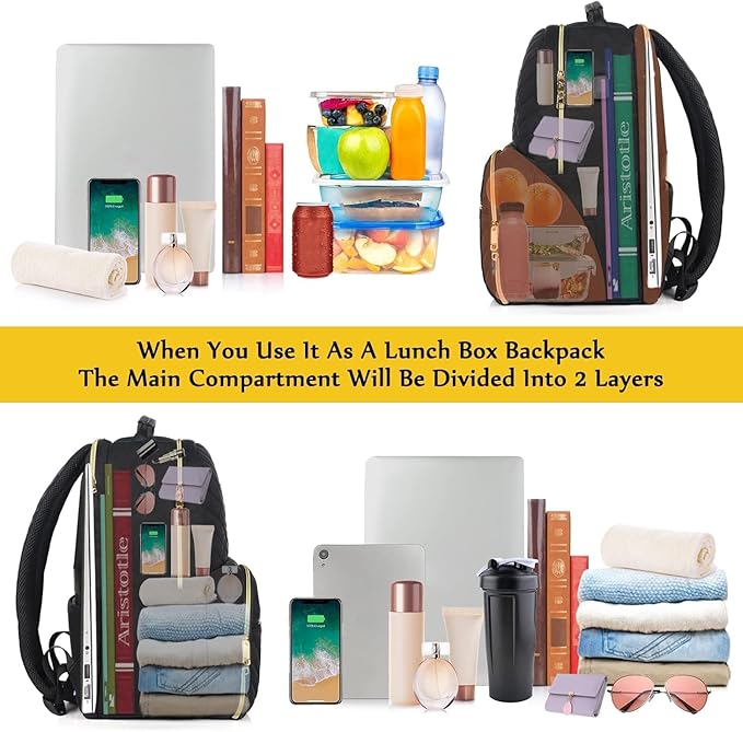 MATEIN Lunch Backpack for Women, 15.6inch Laptop Work Backpack with Insulated Cooler Compartment, Water Resistant Teacher Nurse Backpack with USB Port for College Picnic Camping Beaches, Women Gifts