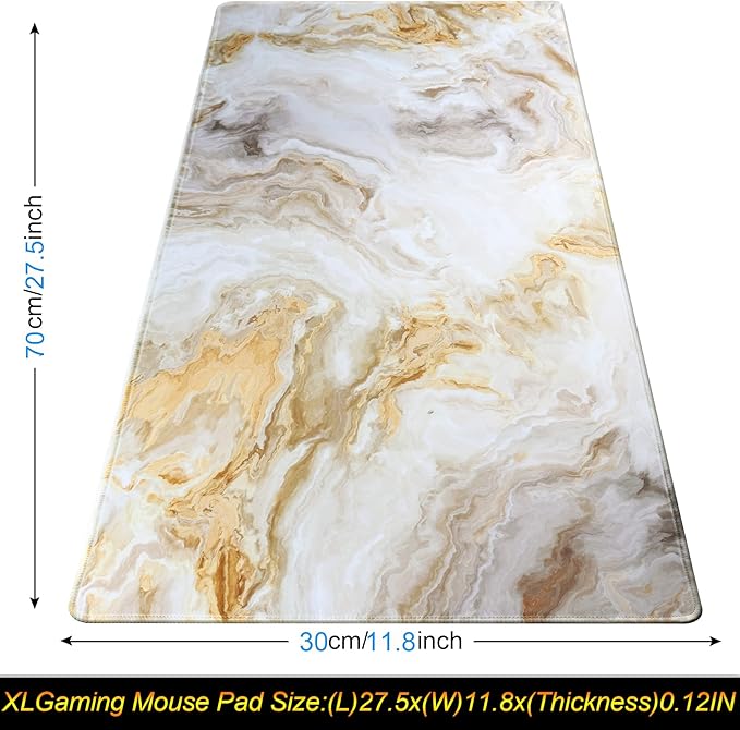 Large Gaming Mouse Pad with Stitched Edges,[27.5x11.8In] Extended Mouse Pad with Non-Slip Natural Rubber Base for Gamer/Desktop/Office/Home (70x30 Marble)