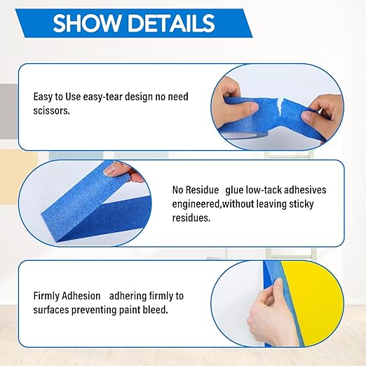 VOISEN 20 Rolls Painters Tape, Blue Painters Tape, 2 Inch Wide (1.85 in x 55 Yds), Masking Tape for Multi-Purpose, Masking Tape Bulk,DIY Artist Craft Arts, Decoration, Drafting, No Residue