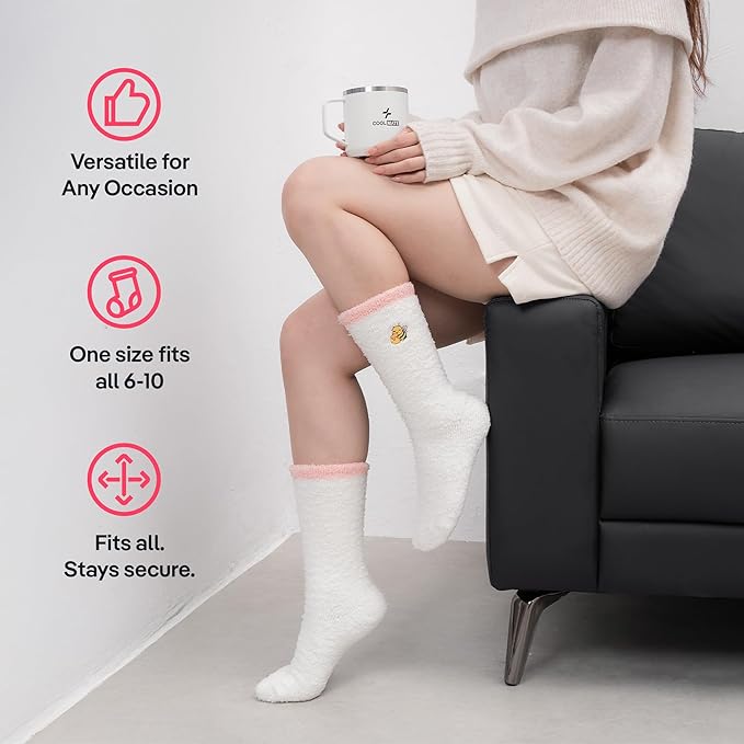 CoolMate GLOBAL Fuzzy Socks for Women Gift Box, Cozy, Soft, Comfy & Cloud-Like Socks, Plush, Durable for Spa, Home