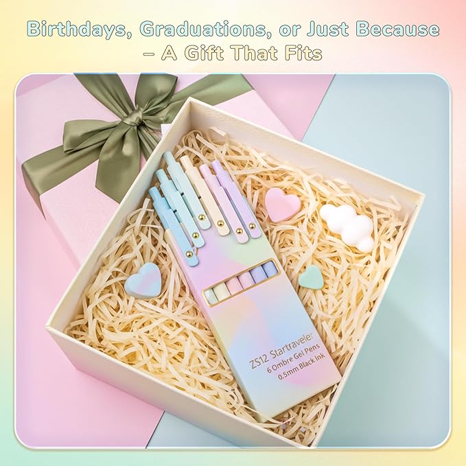 12 Pcs Gel Pens 0.5mm Quick Dry Black Ink Pens Fine Point Smooth Writing Pens, Cute Office and School Supplies Gifts for Women Teacher Students (12 Pcs Ombre Gold)