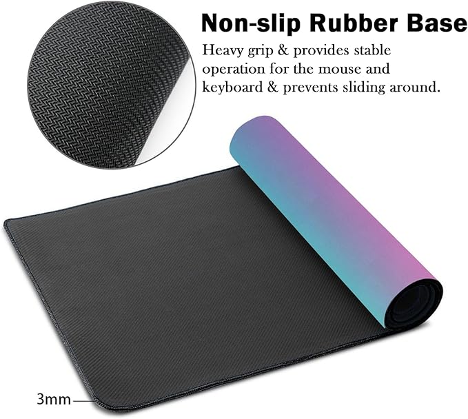 Mrcrypos Turquoise Large Mouse Pad Blue Purple Desk Mat for Desktop,Waterproof Desk Pad with Stitched Edges,Computer Keyboard Gaming Mouse Pads for Women Office Home 31.5" x 11.8"