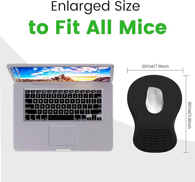 MEKASS Ergonomic Mouse Pad with Wrist Rest, Memory Foam Mousepad for Carpal Tunnel Pain Relief, Desk Computer Wrist Support Mouse Pad with Non-Slip PU Base for Office Home (Dark Gray)