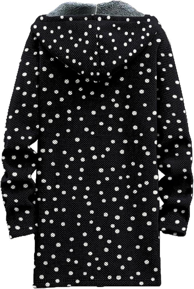 MARSVOVO Mens Cardigan Sweater Cool Graphic Lined Fleece Long Coat Zip With Pockets Fashion Coat Warm Fitted Jacket