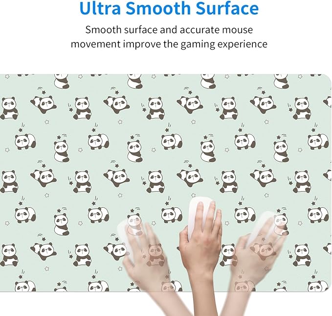 MAYCARI Cute Desk Mat Kawaii Mousepad, Anime Aesthetics Desk Pad XXL Cute Pandas Mouse Pad Computer Keyboard Mat, Office Desk Pad Protector 31.5"X15.7"
