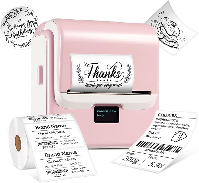 ORGSTA Label Maker Machine with Tape, T003 Thermal Label Maker, 2 Inch Bluetooth Label Printer Compatible with Phone & PC, Sticker Printer Barcode Thermal Maker for Small Business, Home, School