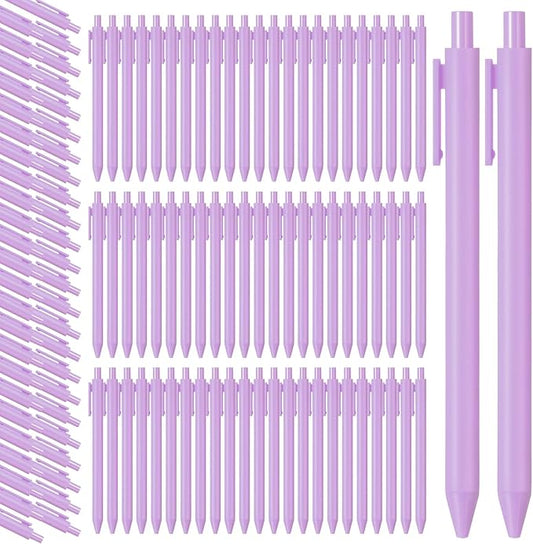 Teling 100 Pcs Ballpoint Pens Retractable Comfortable Cute Stylish Writing Pens in Medium Point 1.0 mm for Office Supplies(Light Purple)