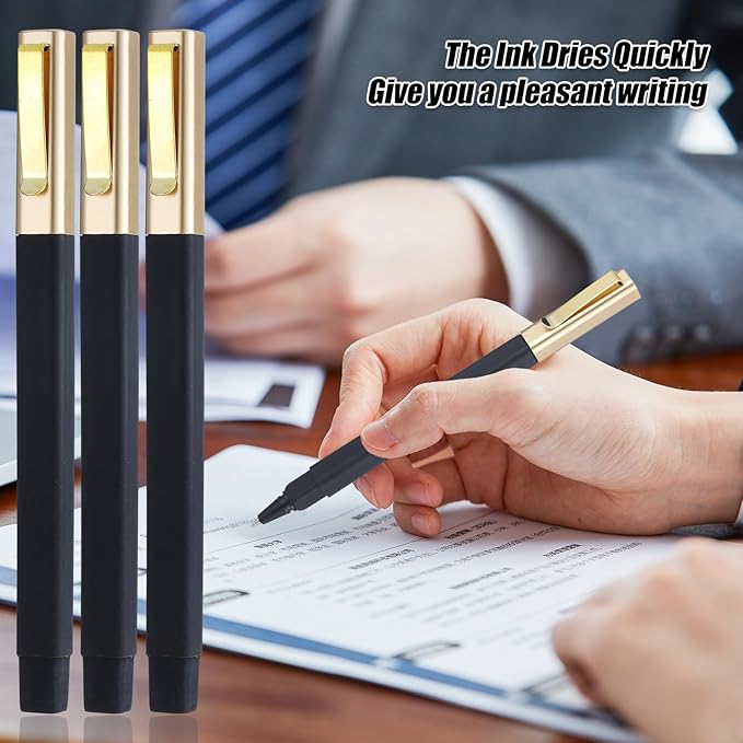 6 Pack Gel Pens Black 0.5 mm Medium Point Gel Ink Black Pens with Cap Quick Drying Ballpoint Pen Smooth Writing Fine Point Pen for Journaling School Office Supplies
