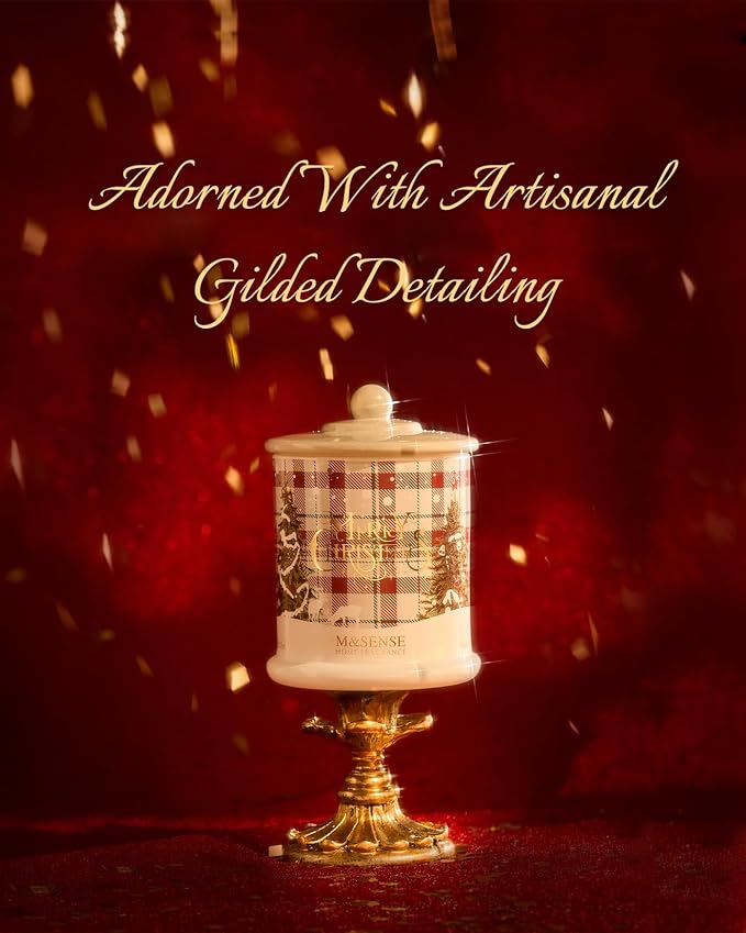 M&SENSE Christmas Candles Warm Sweater Scented, 12.7oz 75 Hours Slow Burn, Organic Soy Wax Double Wick, Non Toxic Aromatherapy Jar Candles for Stress Relief, Cozy Winter Holiday Candles for Home