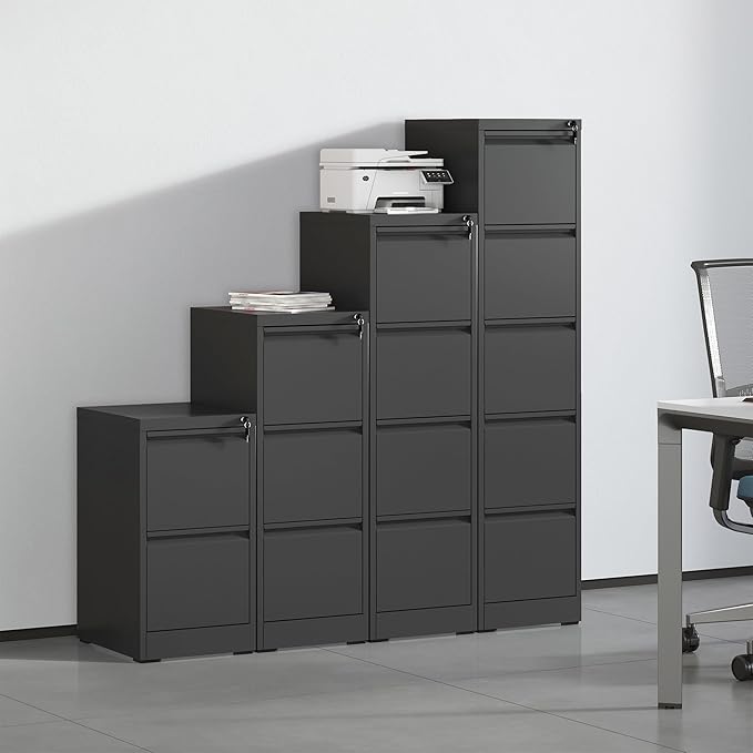 Metal File Cabinet with 3 Drawer Heavy Duty Locking File Cabinets Home Office Steel Black Filing Cabinet with Lock Vertical File Cabinets for Legal/Letter Size File,Assembly Required