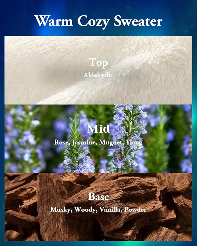 M&SENSE Christmas Candles Warm Sweater Scented, 12.7oz 75 Hours Slow Burn, Organic Soy Wax Double Wick, Non Toxic Aromatherapy Jar Candles for Stress Relief, Cozy Winter Holiday Candles for Home