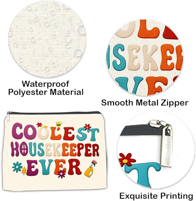 NGAEAK Coolest Housekeeper Ever Cosmetic Bag Housekeeper Gifts Zipper Makeup Pouch Small Makeup Bag