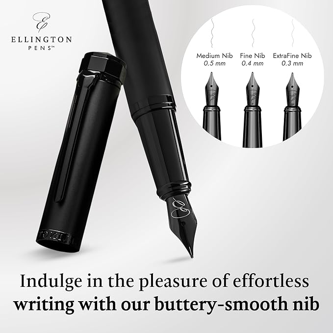 Luxury Fountain Pen Set for Writing - Smooth Medium Nib - Includes Refillable Ink Converter, 3 Ink Cartridges [Black & Blue], Gift Box - Elegant Calligraphy