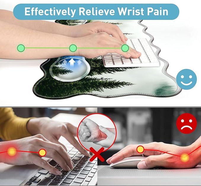 Large Mouse Pad and Keyboard Wrist Rest, Desk Pad for Keyboard and Mouse, 4-in-1 Large Gaming Mouse Pad with Wrist Support, Desk Mat for Home Office Study Game-Forest