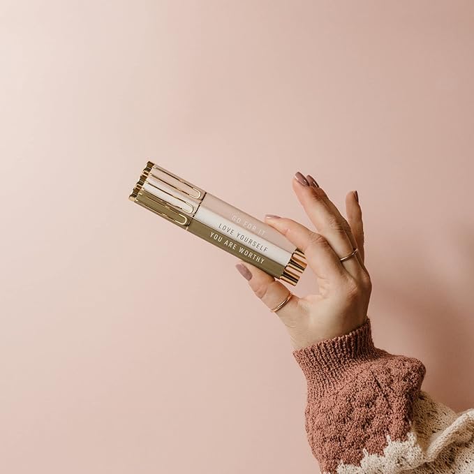 Sweet Water Decor Go For It Metal Pen Set - Inspirational Gifts for Women - Graduation, Teacher Gifts, New Job Gift for Women - Neutral Office School Supplies and Desk Decor