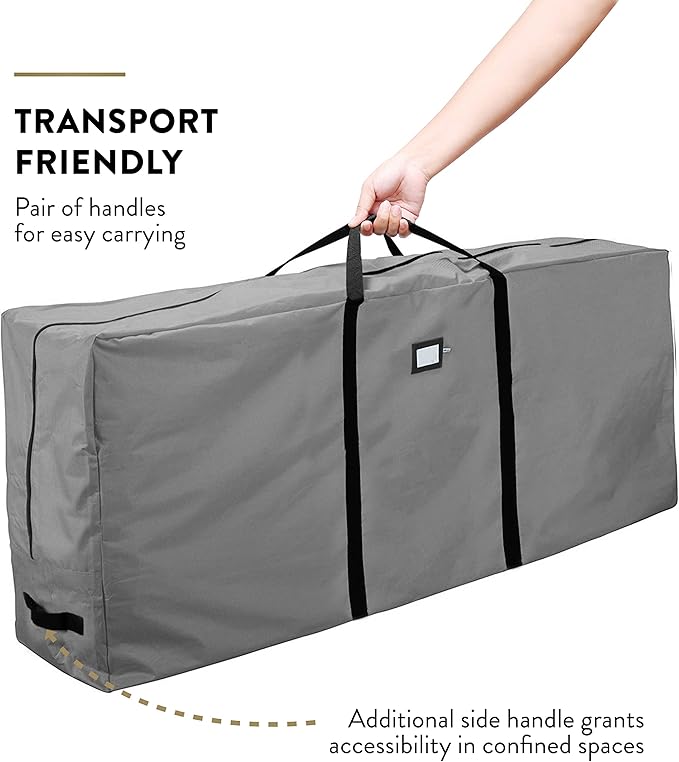 Zober Large Christmas Tree Storage Bag - Fits 9 Ft Artificial Trees - Tear Proof 600D Oxford Fabric Waterproof Christmas Tree Bag For Storage Box For Xmas - Strong, Durable Handles - Card Slot - Gray