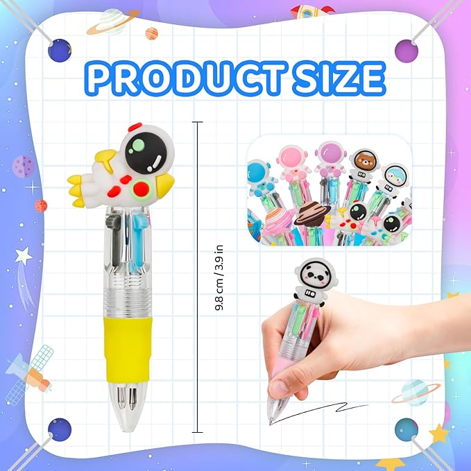 CZWZ 30Pcs Mini Multicolor Pens in One 4-in-1 Cute Pens Bulk for Kids, Ballpoint Pen for Birthdays and Children's Parties, Fun Gifts Assorted Ink Kawaii Pen(Space)
