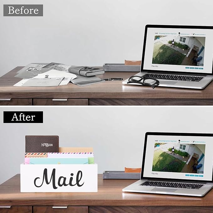 Mail Organizer Countertop, Mail Organizer Wall Mounted With Key Holder, Mail Holder For Wall, Mail Sorter Organizer, Letter Organizer, Mail Basket, Mail Tray, Letter Holder For Desk (White)