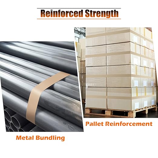 LLPT Kraft Paper Gummed Tape 1.89” x 66 Yards 2 Pack Reinforced Fiberglass Water Activated Kraft Tape Brown Packing Tape Heavy Duty for Mailing Shipping Sealing Boxes (PGB4860R02)