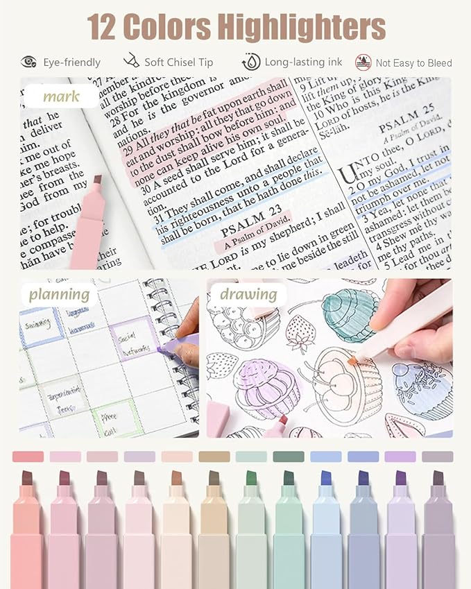 Four Candies 39 PCS Aesthetic School Supplies with Cute Pen Case, 12 Pastel Highlighters, 5 Black Ink Gel Pens, 6 Mechanical Pencils Set for Students Stationary College Essentials (Cream)