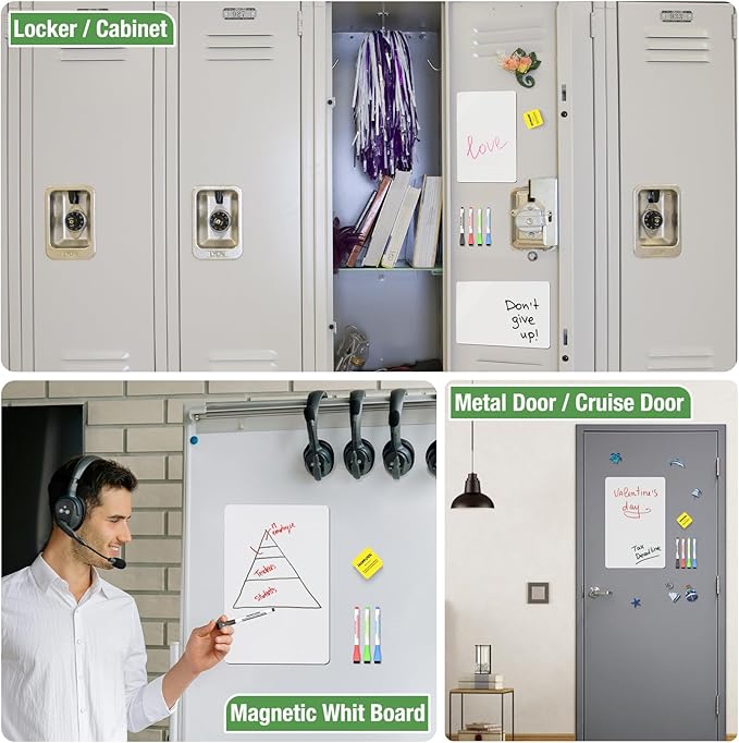 Magnetic Dry Erase Board: Small Fridge Whiteboard, Flexible Refrigerator Magnet White Board, Blank Writing Note Sheet with Kitchen Conversion Chart Magnet, 4 Markers & Eraser - 20 x 13