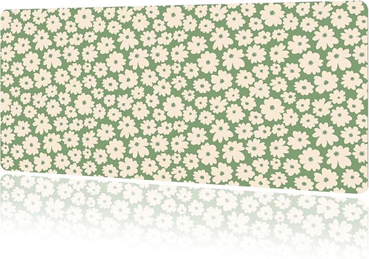 MAYCARI Kawaii Green Flower Extended Gaming Mouse Pad Large, 31.5"X15.7" Big Mouse Pad with Non-Slip Base Long Computer Keyboard Mouse Mat for Home Office Work