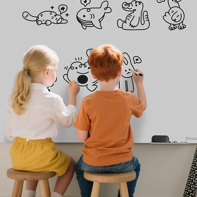 Magnetic Glass Dry Erase Board - White Board 48 x 36 Inch Wall Mounted Glass Whiteboard, Large Frameless Glass White Board for Wall Office, Home & School, Gray