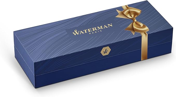 Waterman Expert Ballpoint Pen, Gloss Black with Chrome Trim, Medium Tip, Blue Ink, Luxury Pen in Gift Box - Supreme Writing Comfort, Signature Style, Polished, Professional