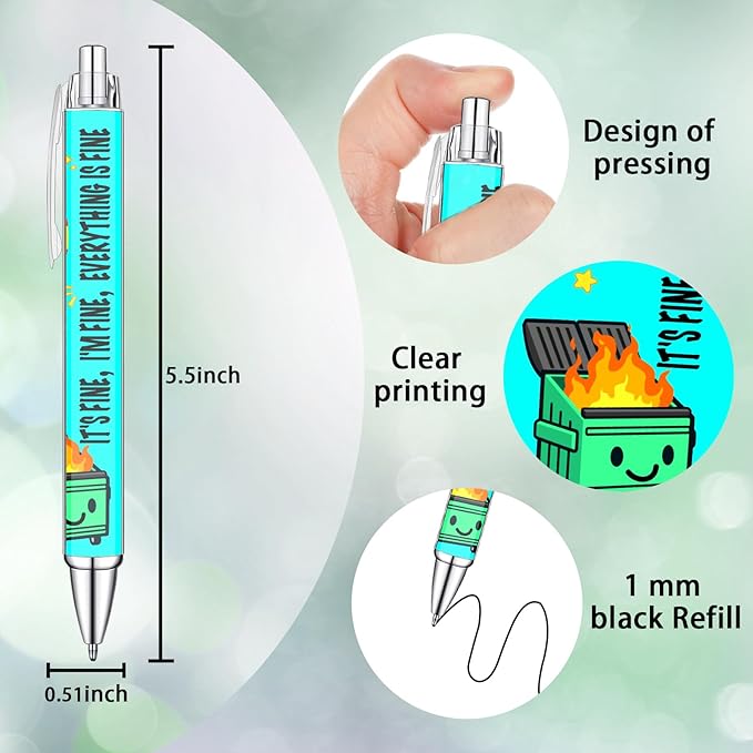 Idealmuzik 6pcs Funny Writing Pens with Sayings,Whimsical and Hilarious Designs,Unique Gift Idea for Nurses,Coworkers,Team,Teachers,Doctors,Party Favors