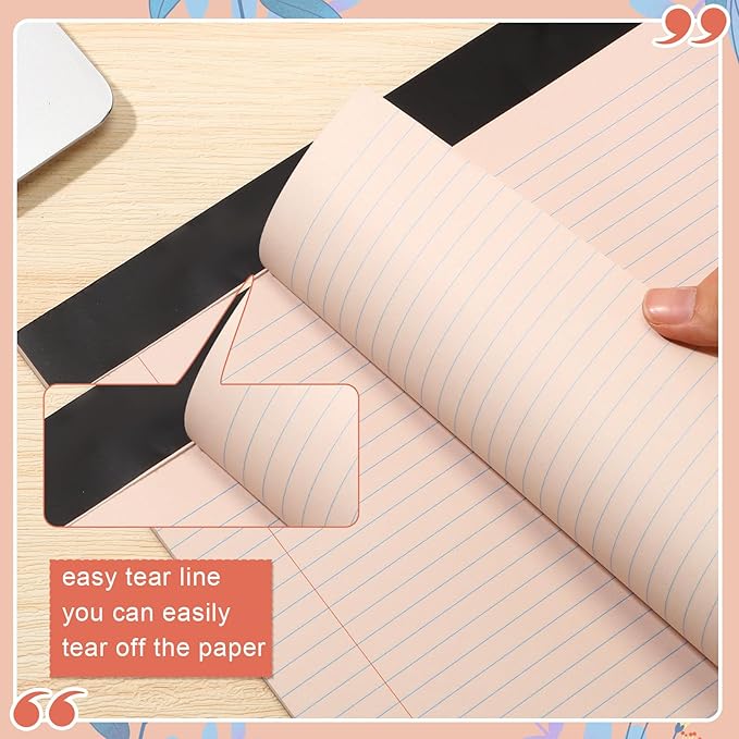 Lincia 6 Pcs 11" x 9.5" Legal Pads College Ruled Notepad Landscape Notebook Horizontal Lined Notebook 80 Gsm Assorted Colors Paper Pastel Writing Pads for School Office, 40 Sheet (Gradient Orange)