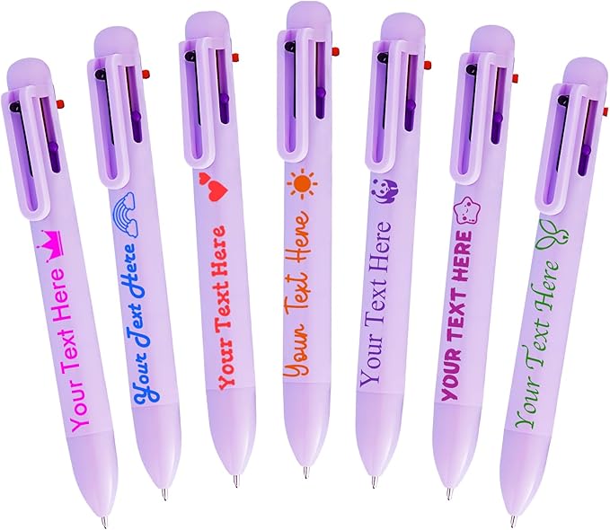 Personalized Multicolor Ballpoint Pen Bulk Custom 6-In-1 Pens with Name Logo Customized Color Pen Boys Girls Teacher Business Gift Lpurple_35PC