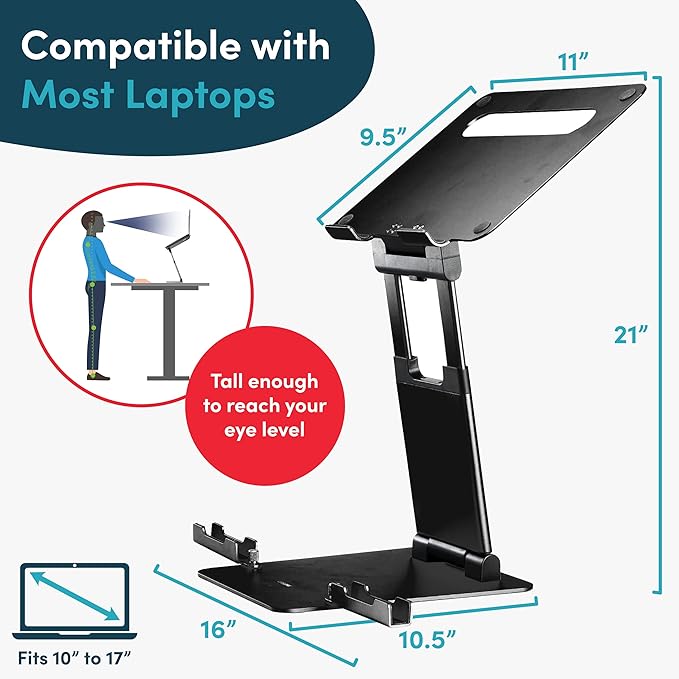 Lifelong Quad PRO Adjustable Laptop Stand, Portable and Ergonomic, Fits MacBook and Laptops 10-17 Inches, Lifts Up to 20 Inches, Ideal for Working from Home or Office