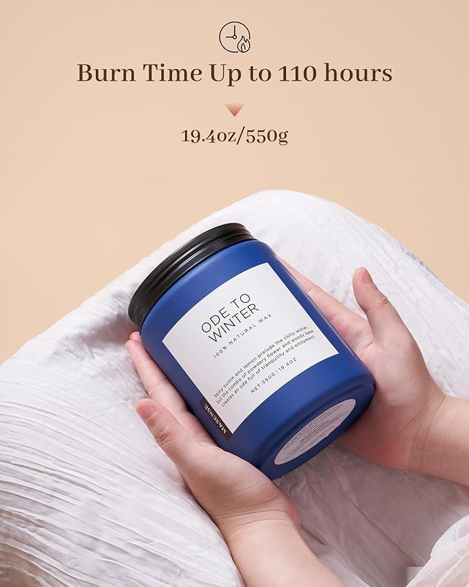 M&SENSE Ode to Winter Soy Candles Strong Scented, 2 Wick Jar Candle 19.4oz 110 Hour Long Lasting, Lavender Sandalwood Organic Natural Aromatherapy Candle Gifts Bedroom Bathroom Home Decor
