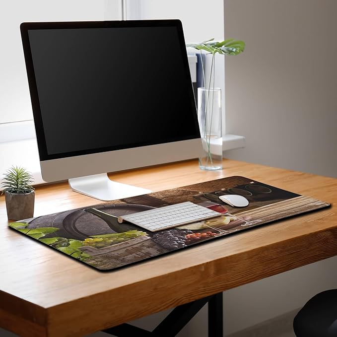 Pc Mouse Pad Wine Desktop Pad, Extra Large Mouse Pads Mans Office Accessories Gaming Desk Mats, Mousepad Large Waterproof Non-Slip Rubber Base, 35.4 X 15.7 inch for Work/Game/Office/Home