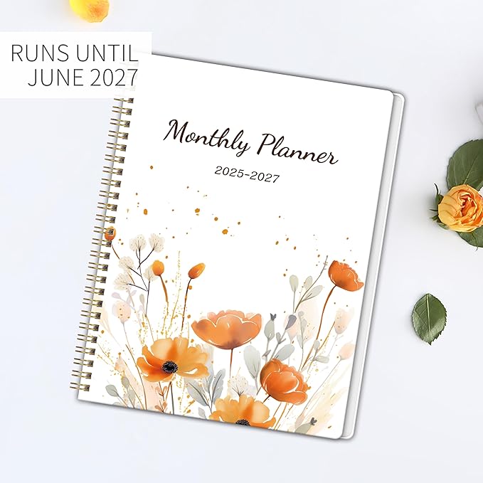 Monthly Planner 2025-2027, Simplified Monthly Calendar Planner, 24 Months Calendar, July 2025 - June 2027, 7.3" * 9.5", Waterproof Cover with Spiral Bound, for Office, School