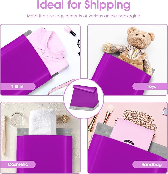 Metronic Poly Mailers 10x13 100 PC, Small Shipping Bags Mailing Envelopes Self Seal, Mailers Poly Bags for Shipping Waterproof and Tear-Proof, Mailing Bag Packaging Bags for Small Business, Purple