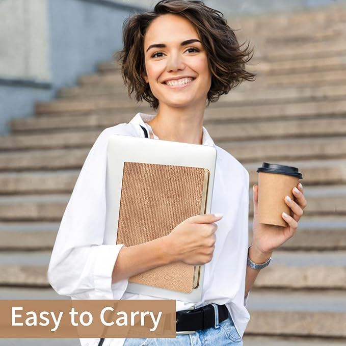 Lined Journal Notebook for Work College Ruled Note Book 5.79"x8.27" A5 PU Leather Daily Journaling 216 Pages for Women Men Writing Home School Supplies Business (RoseGold)