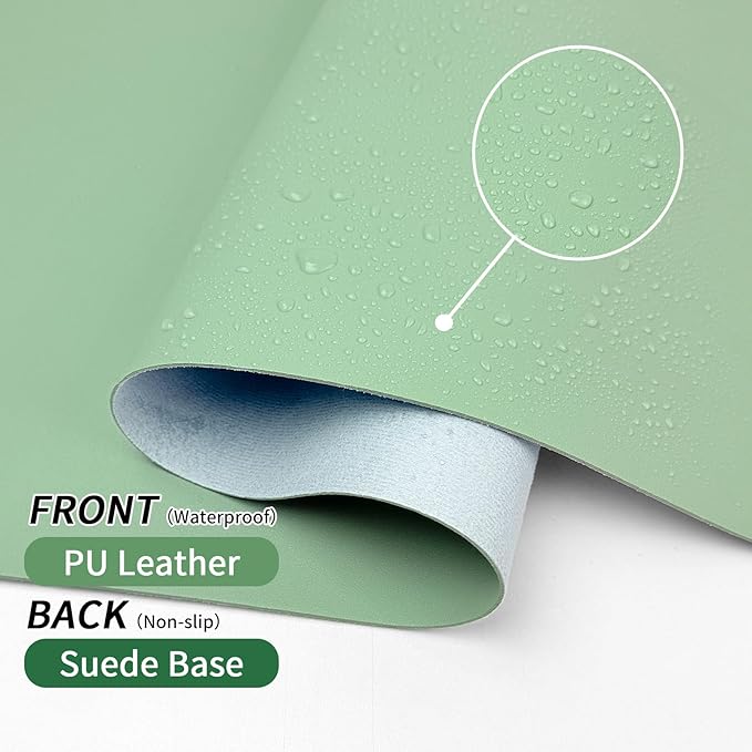 Mouse Pad and Keyboard Wrist Rest, Large Keyboard and Mouse Pad Set, Ergonomic Mousepad with Wrist Rest, Non-Slip Desk Mat Protector for Office, Home (31.5×15.7 Inches, Lake Green)