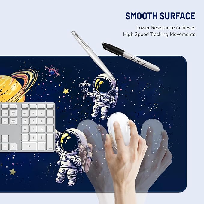 Mousepad Desk Mat Gaming Large Keyboard Cute Office Desktop Computer Laptop XXL Long Big Kawaii Aesthetic Girly Pretty Design Women Girl Gamer Oversized Wide 30x12'' Mousepad, Astronaut