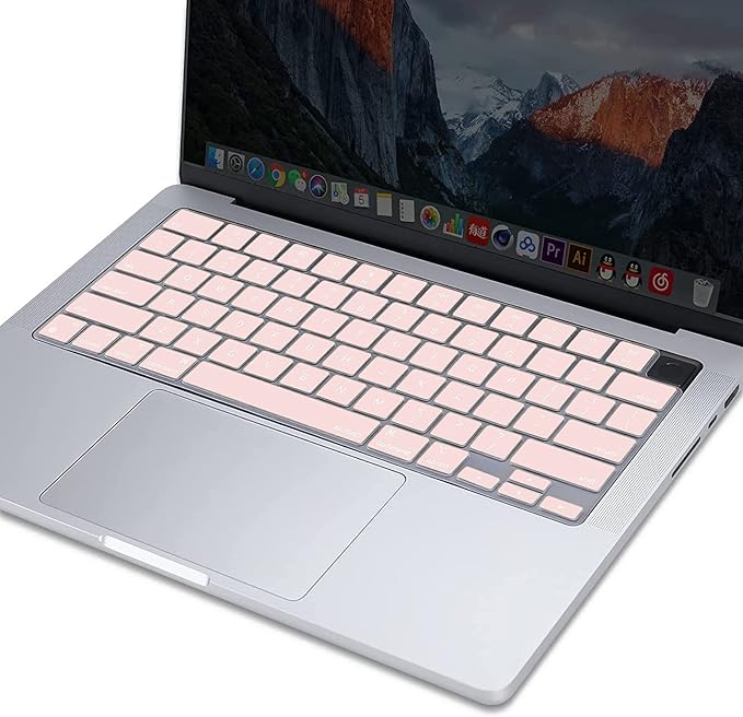 MOSISO Keyboard Cover Skin Compatible with MacBook Air 15 inch M3 A3114 M2 A2941/Air 13.6 A3113 A2681/Pro 14/16 M4 M3 M2 M1, Chalk Pink