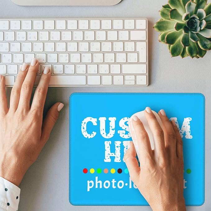 Personalized Mouse Pad Custom Image Text Logo Laptop Desk Mat Customized Non-Slip Waterproof Office Desk Accessories for Women/Men Customized Funny/Cool Deep Sky Blue Mouse Pad 25 cm×30 cm