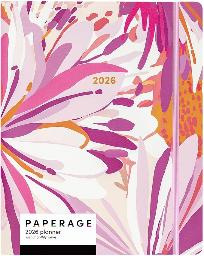 PAPERAGE 2026 Monthly Planner, 12 Months (January 2026 - December 2026), 8 in x 10 in, 2026 Planner with Large Monthly Spreads & Calendar Views, Note Pages, To Do Lists & Trackers, – Floral Daze