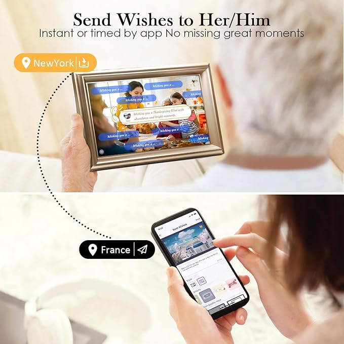 WiFi Digital Picture Frame 10.1Inch IPS 1280x800HD Cloud Smart Digital Photo Frame,16GB Storage, Wall Mountable, Auto-Rotate, Share Photos via App, Send Photos from Anywhere