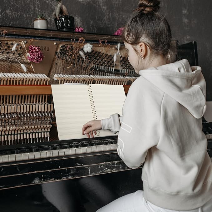 MAXCURY Blank Sheet Music Composition Manuscript Staff Paper Art Music Notebook Black 100 Pages 26x19cm (Grey Green/White)