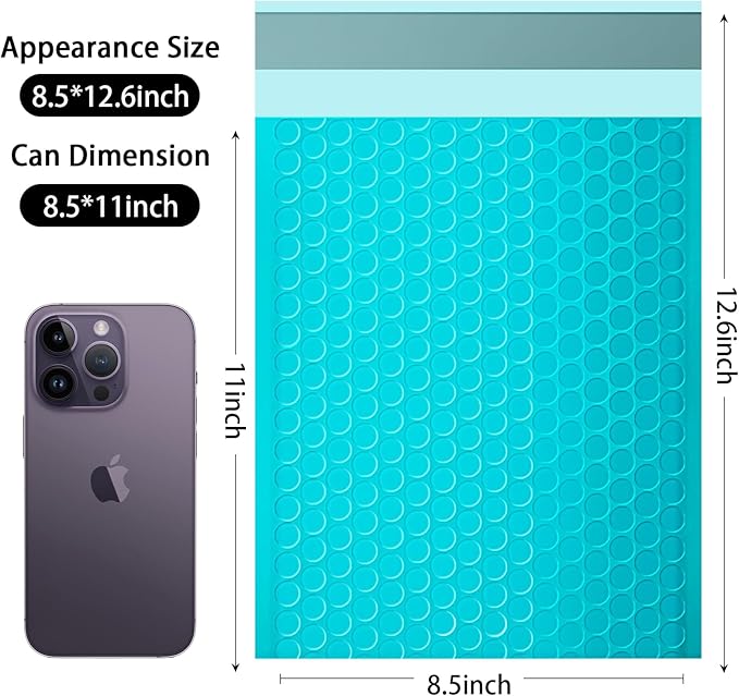 packbabol Bubble Mailers, 8.5x11 Inch Poly Padded Bubble Mailers Pack of 50 Bubble Envelopes Opaque Self Seal Adhesive Waterproof Bags for Shipping and Packaging (Teal)