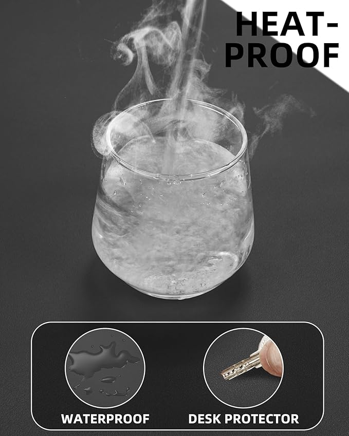 Leather Desk Pad Protector, Mouse Pad, Office Desk Mat, Non-Slip PU Leather Desk Blotter, Laptop Desk Pad, Waterproof Desk Writing Pad for Office and Home (Dark Grey, 31.5" x 15.7")