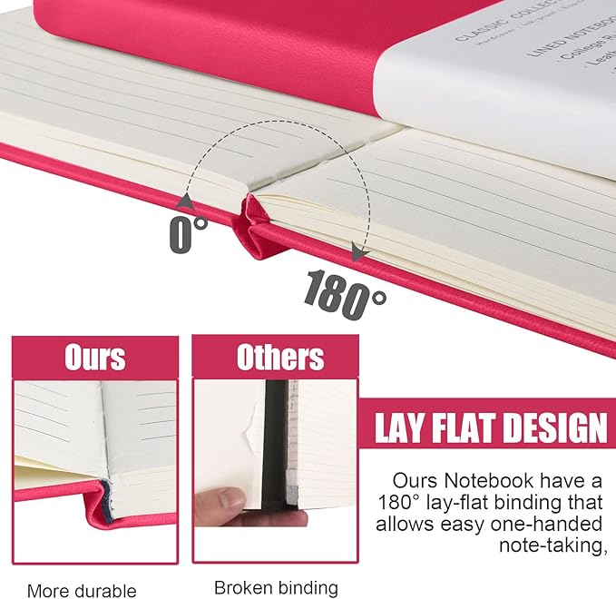 Lined Journal Notebook, (Rose Red), 160 Pages, Medium 5.7 inches x 8 inches - 100 gsm Thick Paper, Hardcover