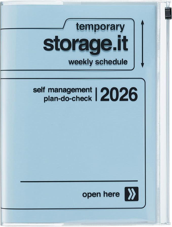 MARK'STYLE A5 Weekly Vertical Planner 16 Months (Sep. 2025 – Dec. 2026) with Soft Transparent PVC Cover,Refillable, Pocketed, for Daily Organizing & Planning (Blue)