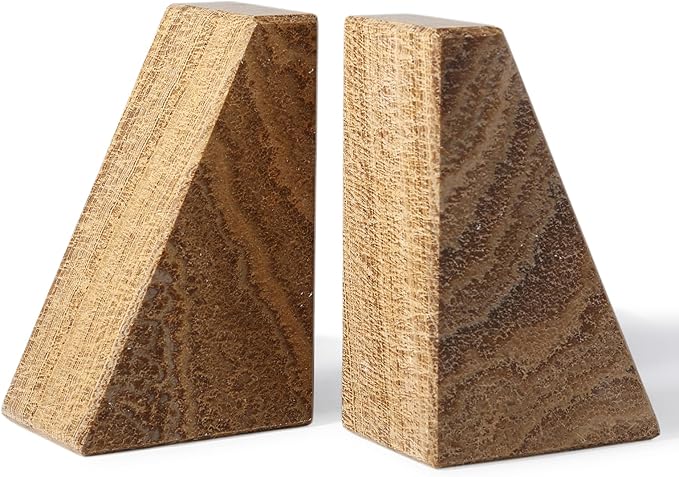 Marble Bookends for Heavy Books, Decorative Book Ends for Shelves, Unique Marble Stone Durable and Heavy Book Ends for Hardback Books & CDS, Book Stopper/Holder, Set of 2(Moca Jade)